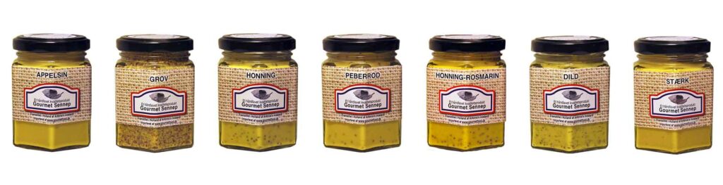 Gourmet produkter - bl.a sennep i mange varianter græskarkerneolie og vinaigrette