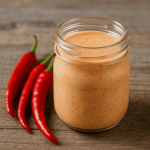 Hjemmelavet chili dressing i glas