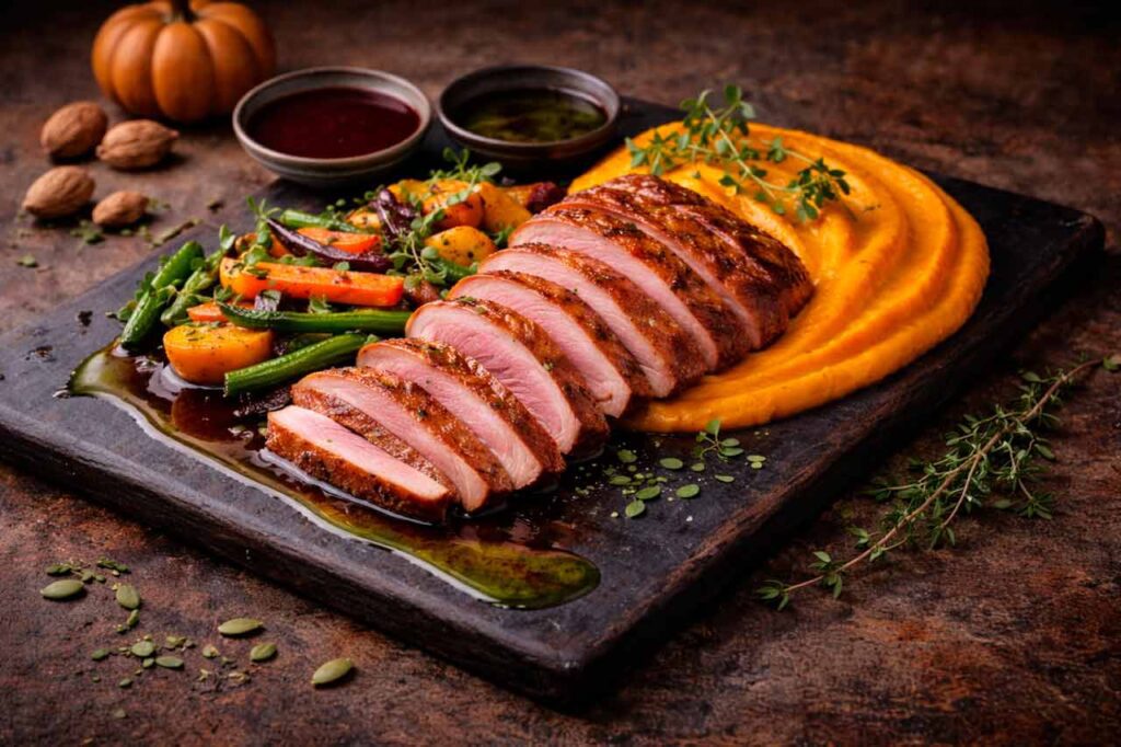 Langtidsstegt Andebryst med Æbleeddike