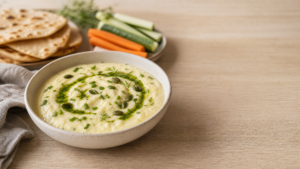 Yoghurtdip med citron og græskarkerneolie