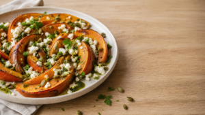 Ristet hokkaido med feta og græskarkerneolie