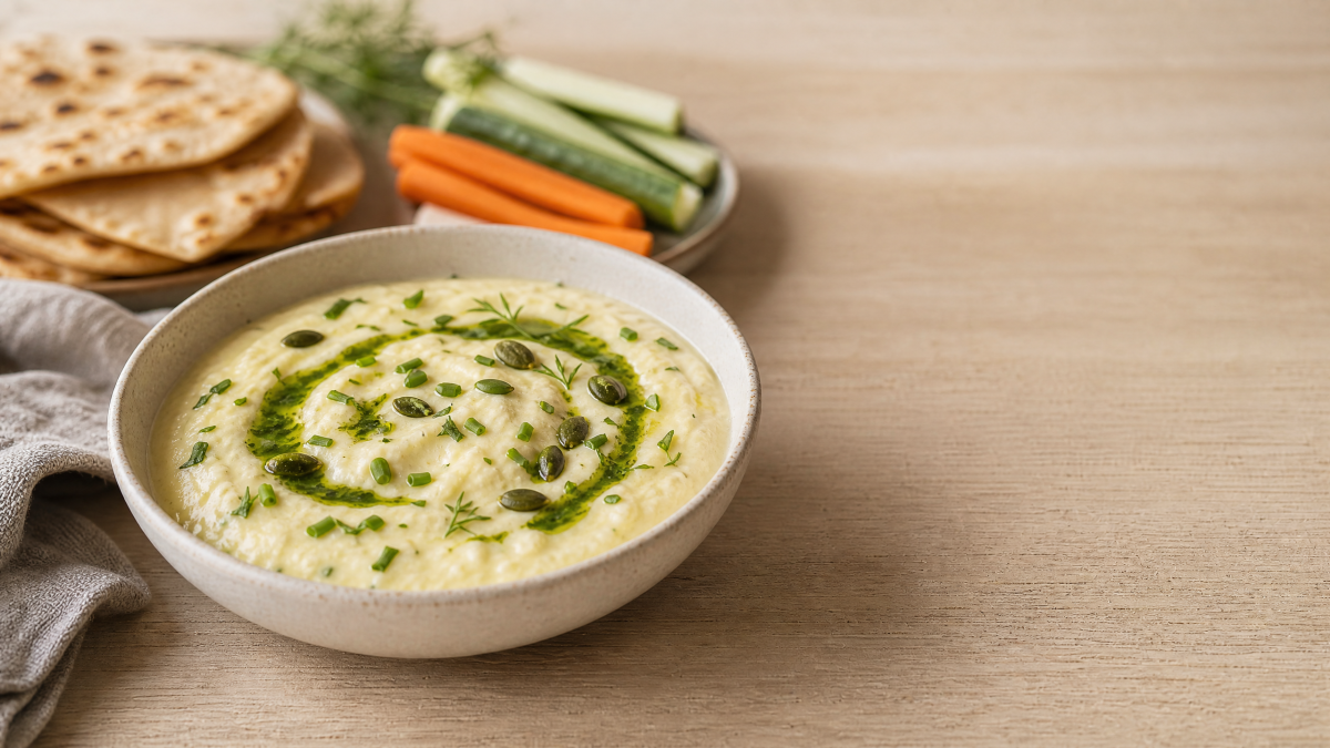 Yoghurtdip med citron og græskarkerneolie