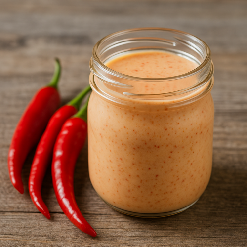 Hjemmelavet chili dressing i glas